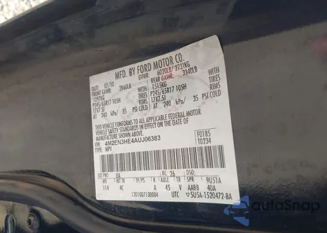 2010 Mercury Mountaineer из США, поврежденный, VIN 4M2EN3HE4AUJ06383